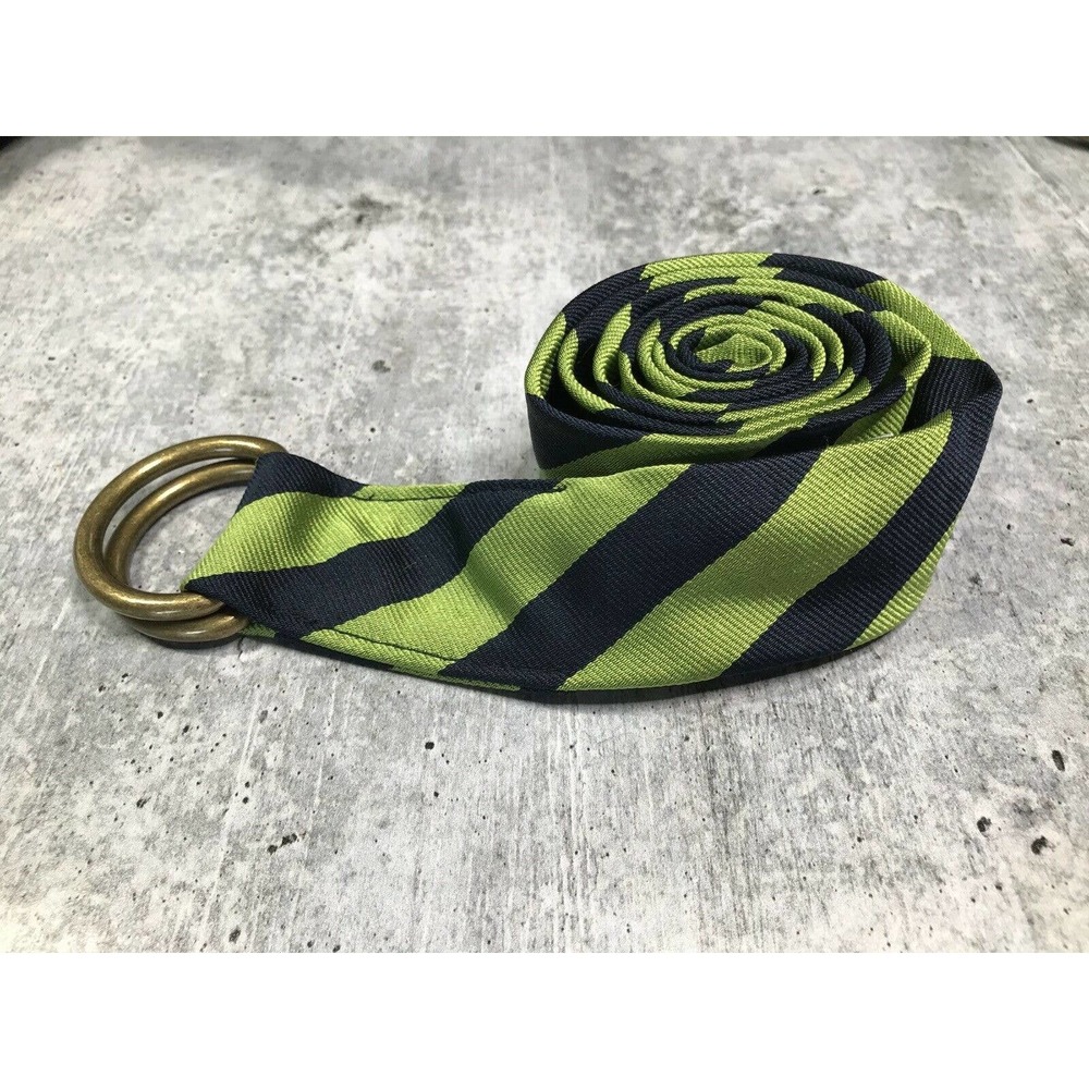 J.Crew ~ 100% Silk Belt ~ Green & Blue Striped ~ Size S/M ~ NWOT